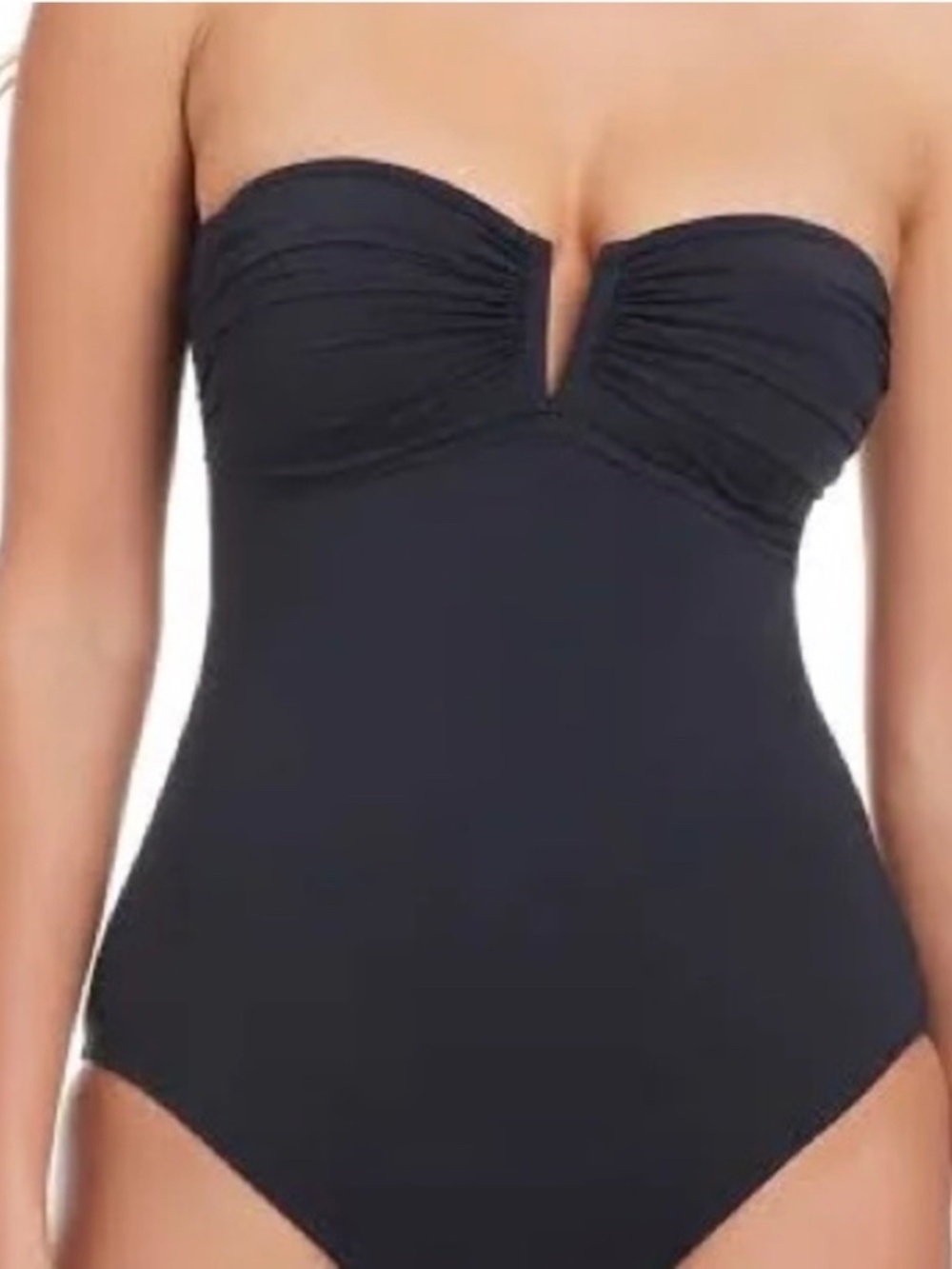 Bleu Rod Beattie Cote D’Azure Premium V Wire Bandeau Swimsuit Black Size 4 NWT